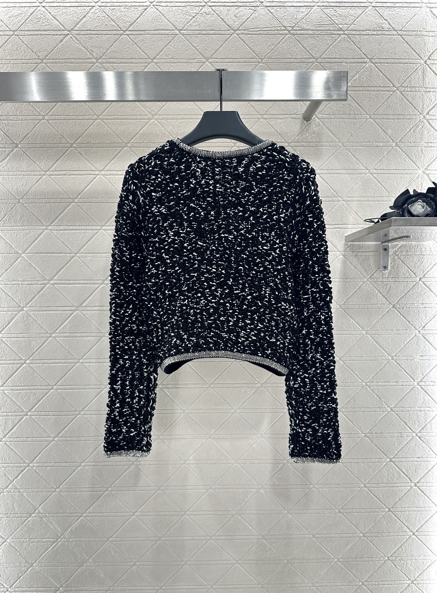 25 Rhinestone tied edge knitted cardigan half skirt set