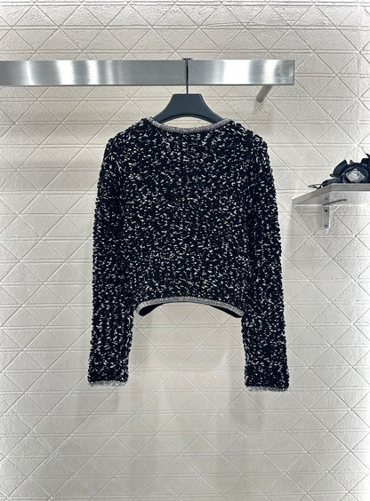 25 Rhinestone tied edge knitted cardigan half skirt set