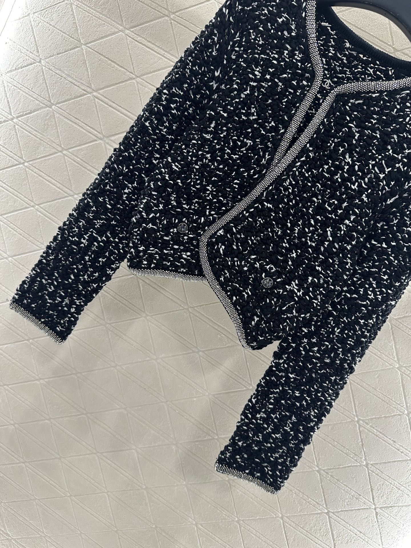 25 Rhinestone tied edge knitted cardigan half skirt set