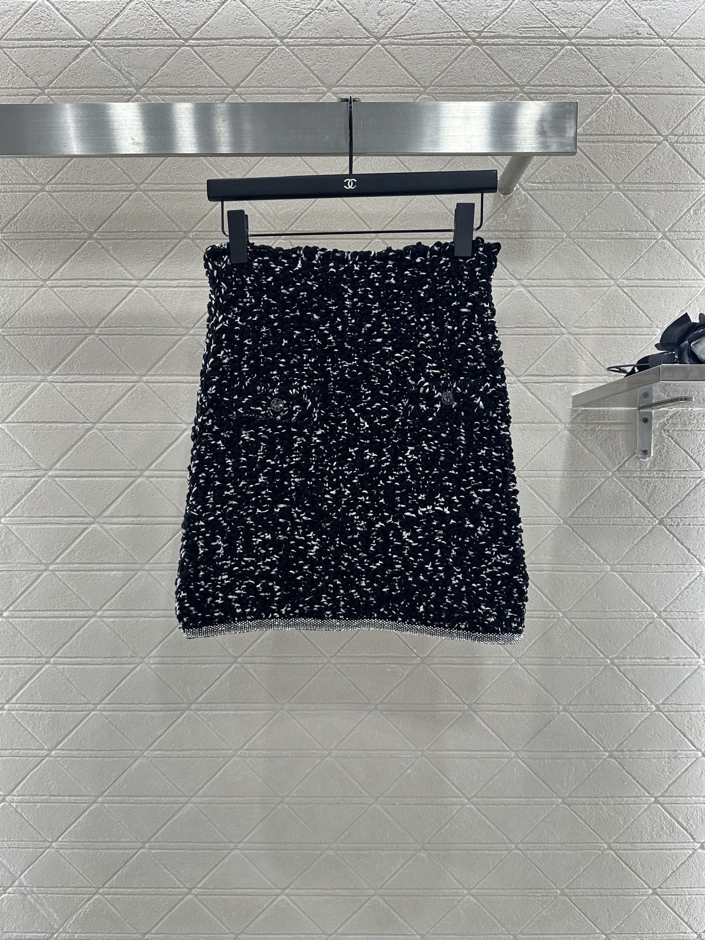 25 Rhinestone tied edge knitted cardigan half skirt set