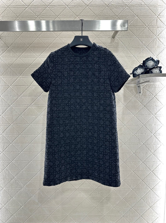 25fw new jacquard rattan check dress