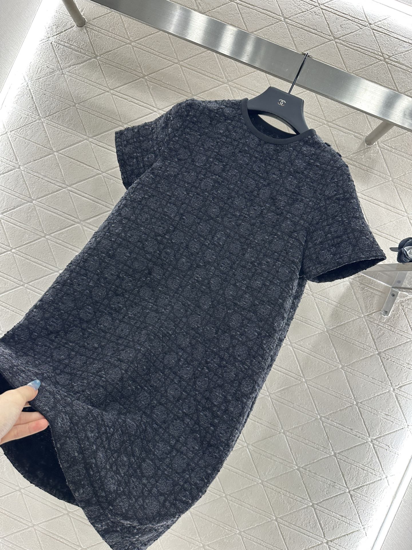 25fw new jacquard rattan check dress