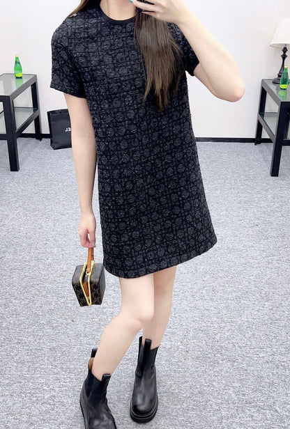 25fw new jacquard rattan check dress