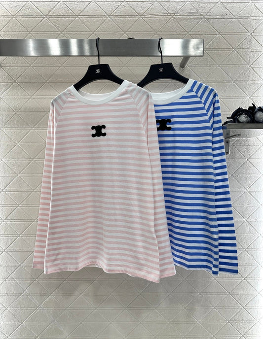 25fw new round neck striped long sleeves