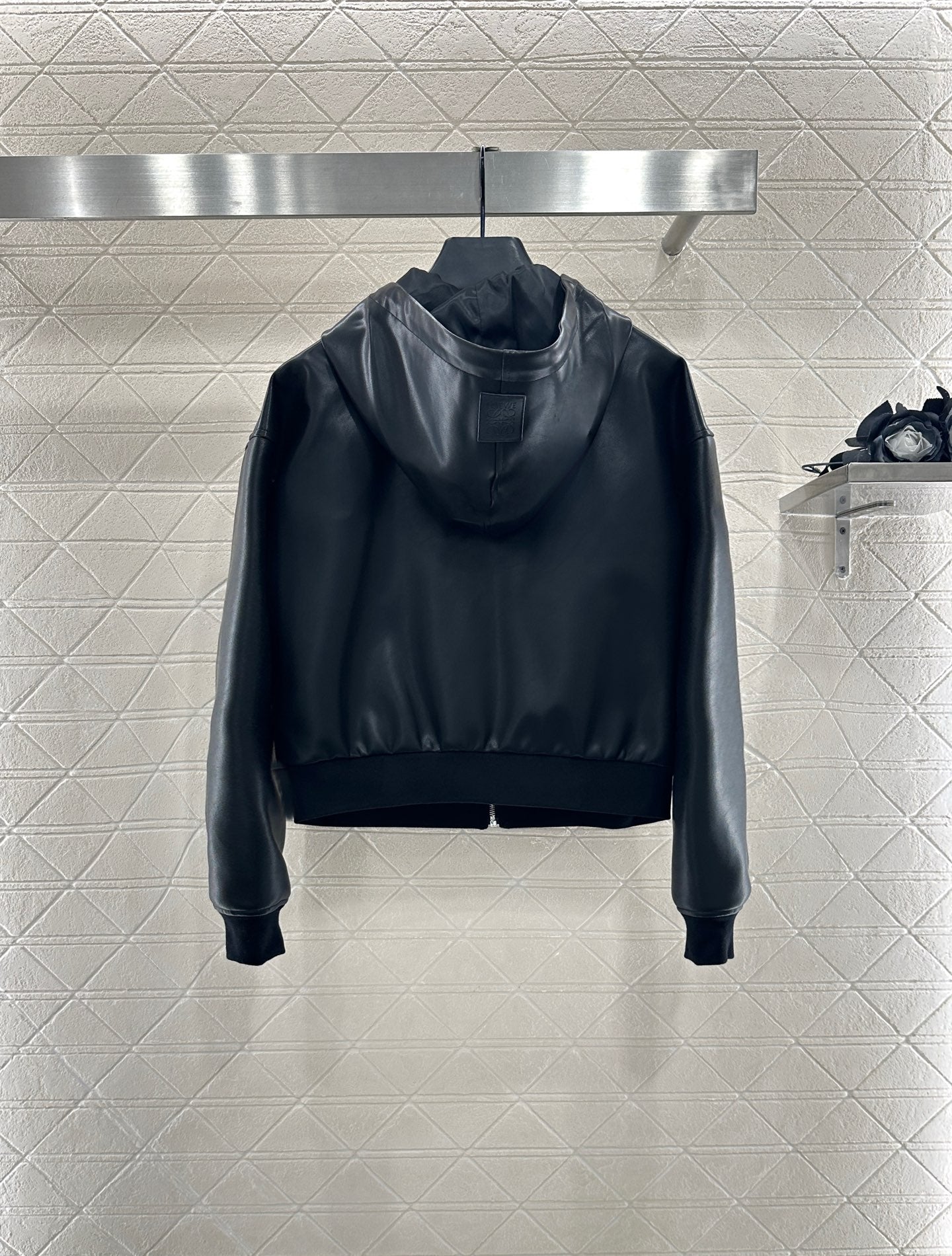 25fw new leather hooded jacket and trousers set