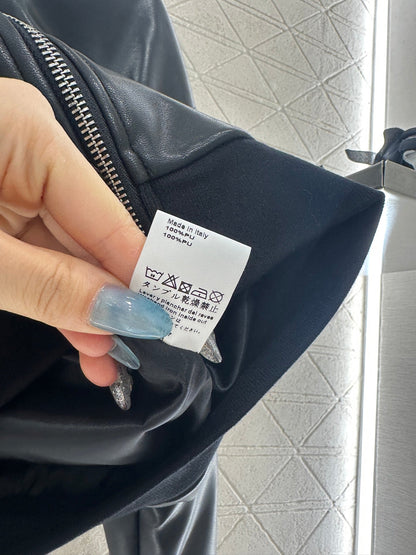 25fw new leather hooded jacket and trousers set