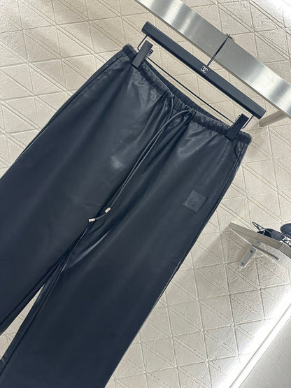 25fw new leather hooded jacket and trousers set