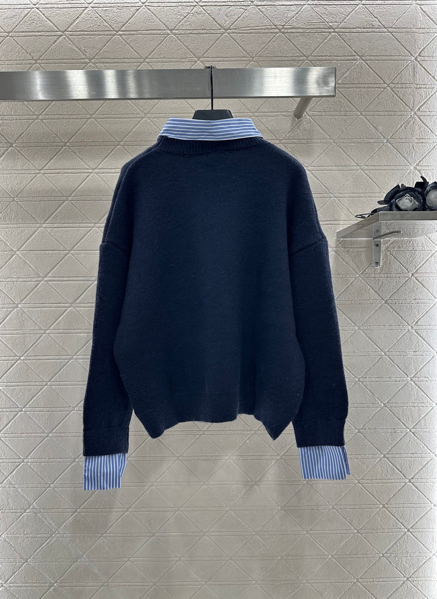 25fw new patchwork knitted top and skirt suit