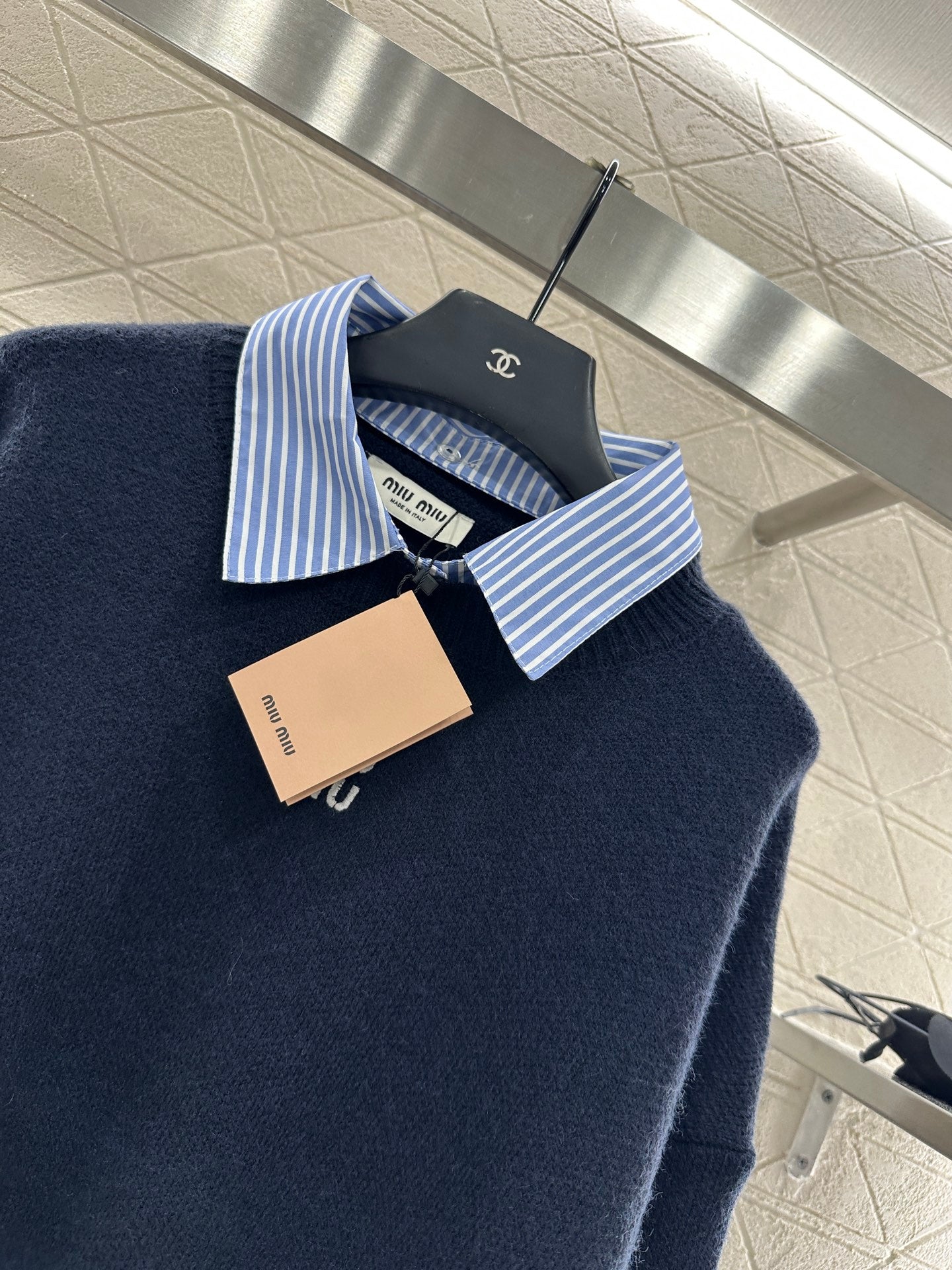 25fw new patchwork knitted top and skirt suit