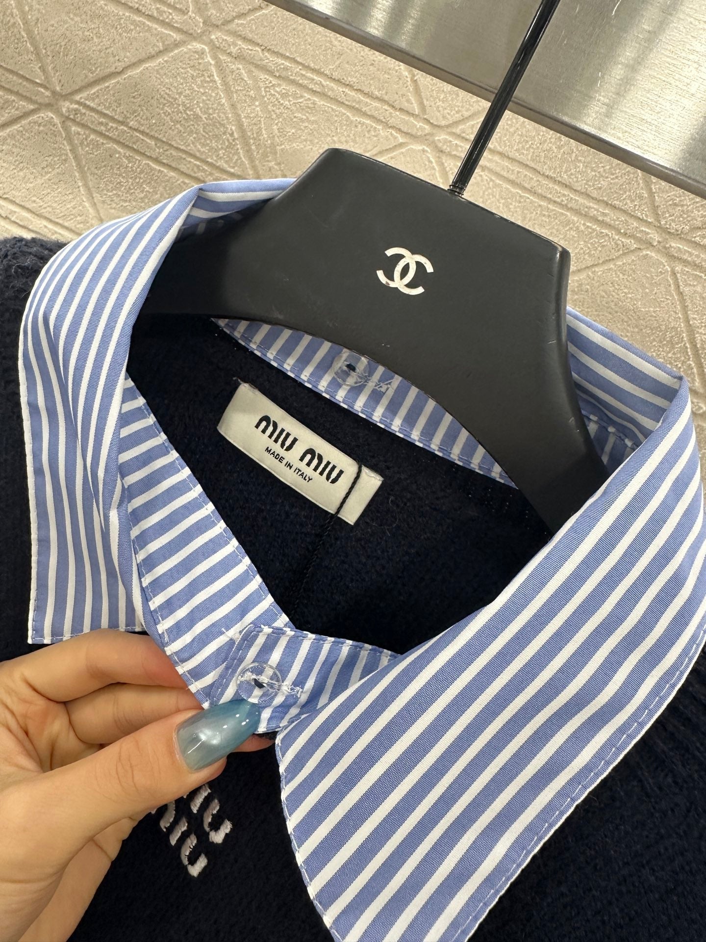 25fw new patchwork knitted top and skirt suit