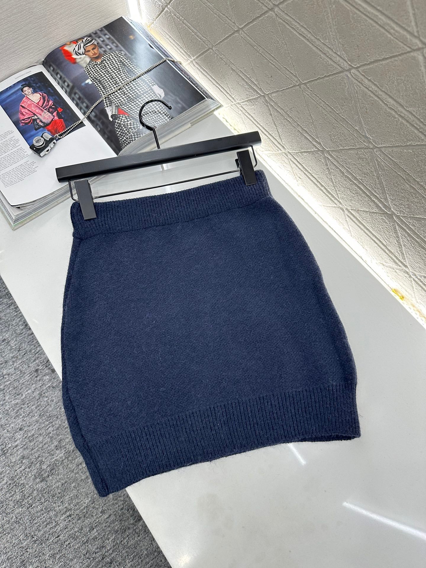 25fw new patchwork knitted top and skirt suit