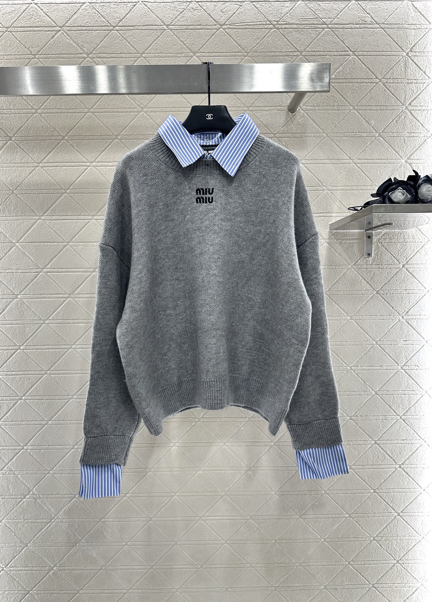 25fw new patchwork knitted top and skirt suit