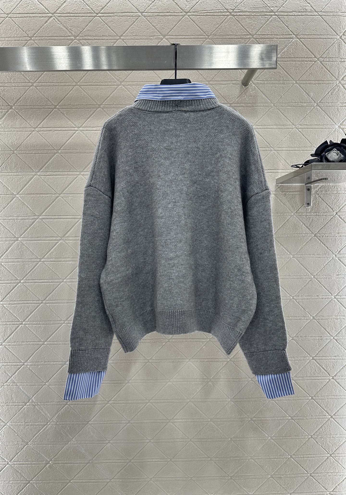 25fw new patchwork knitted top and skirt suit