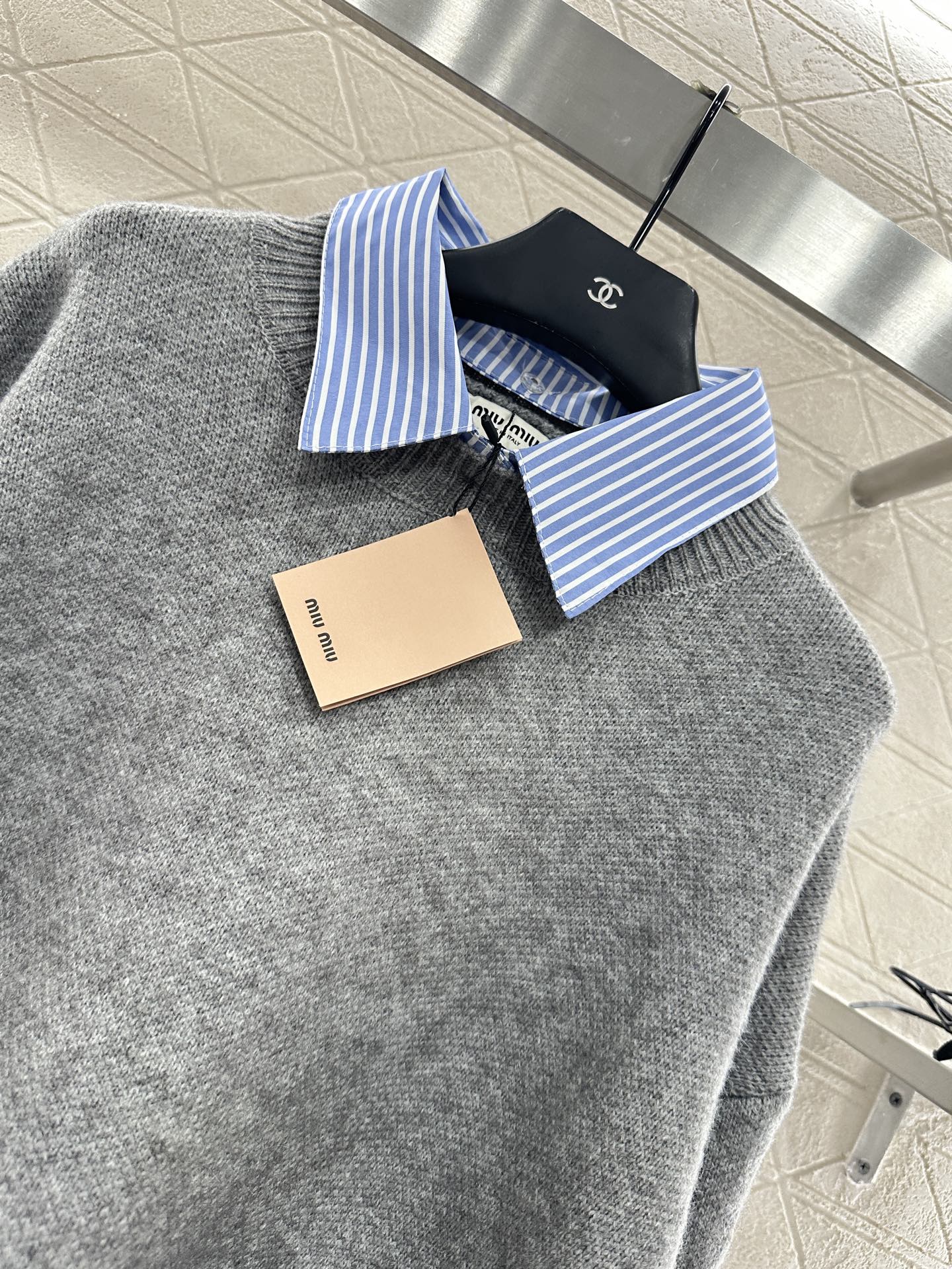 25fw new patchwork knitted top and skirt suit