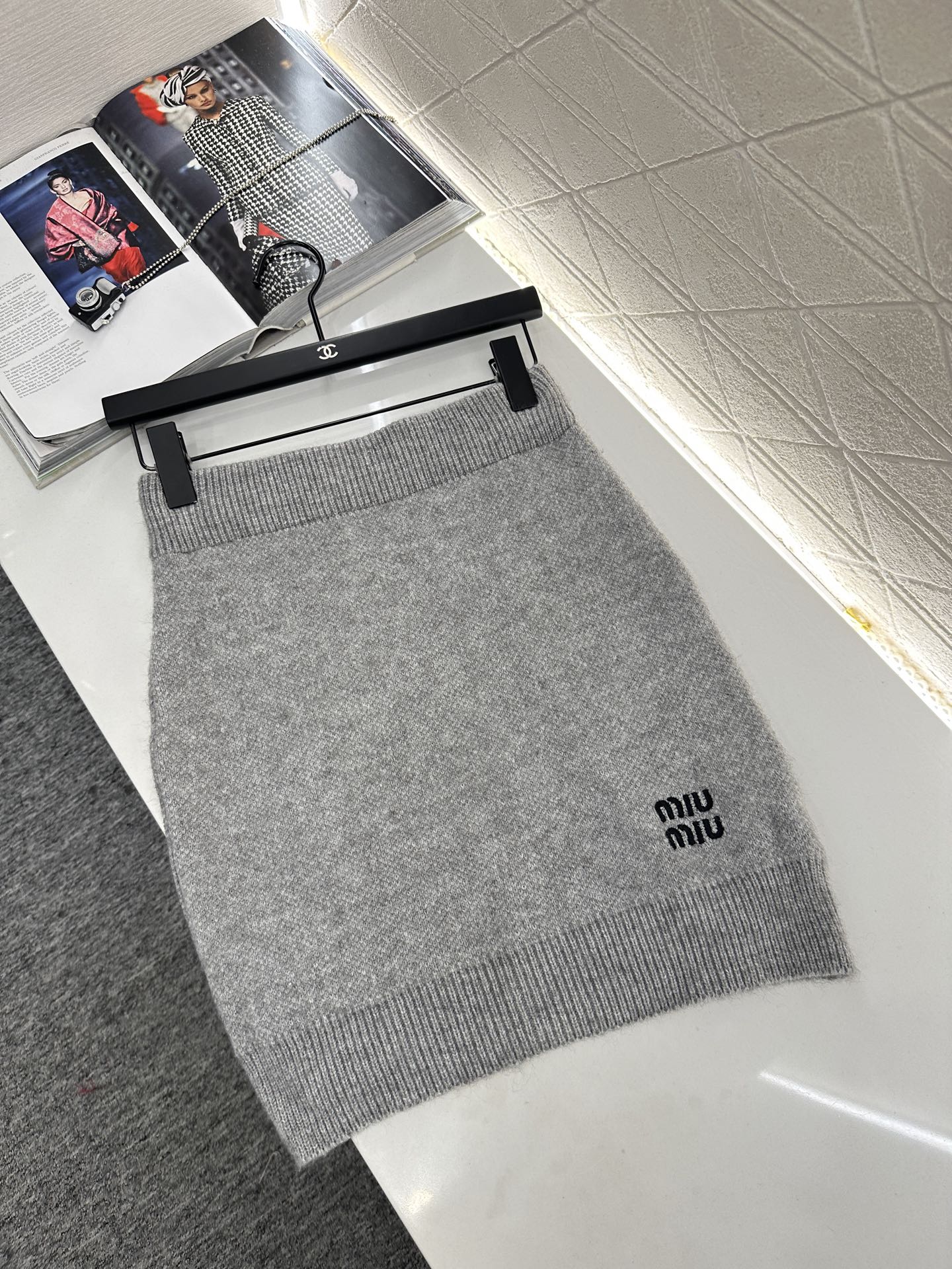 25fw new patchwork knitted top and skirt suit