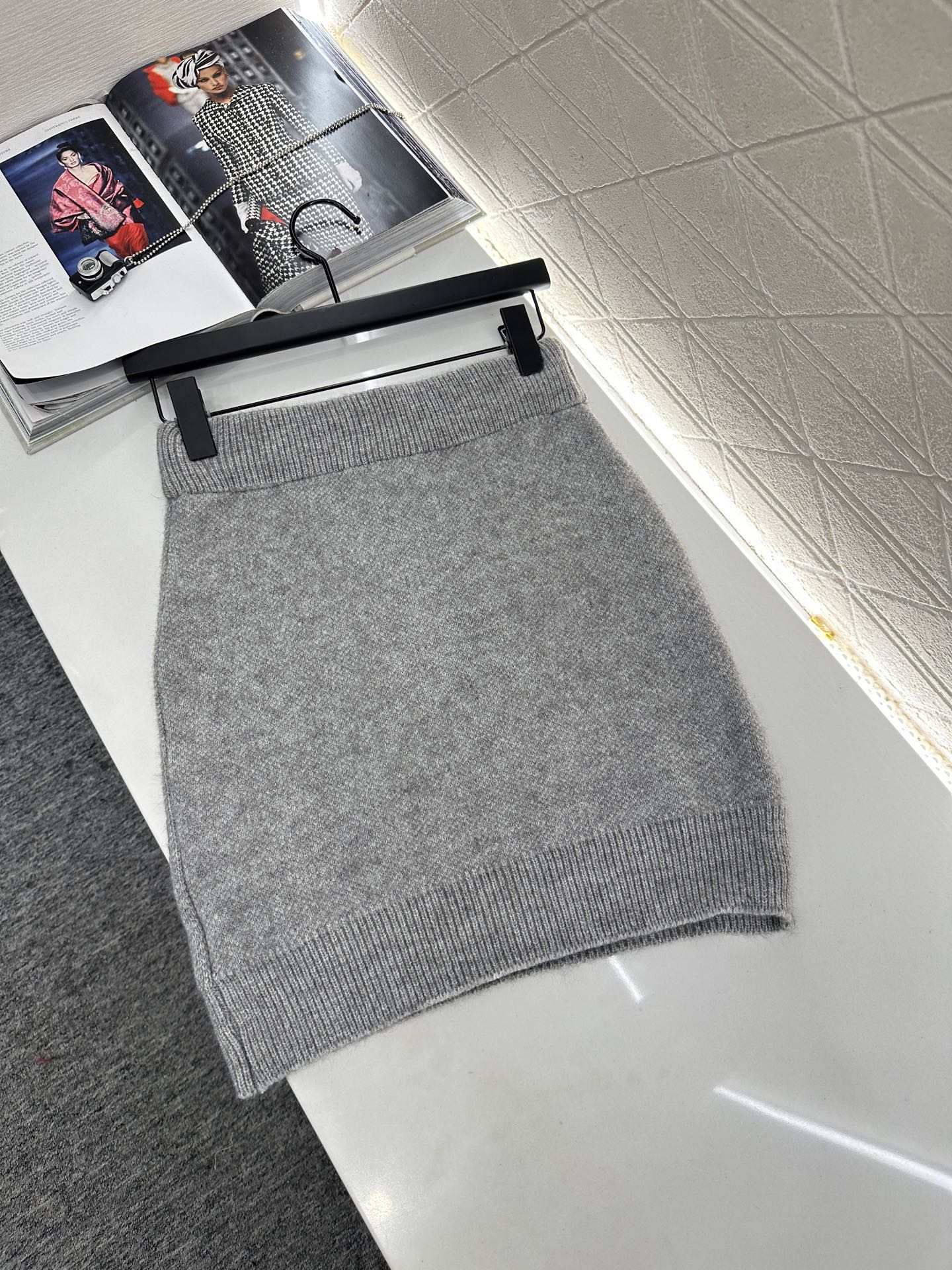 25fw new patchwork knitted top and skirt suit