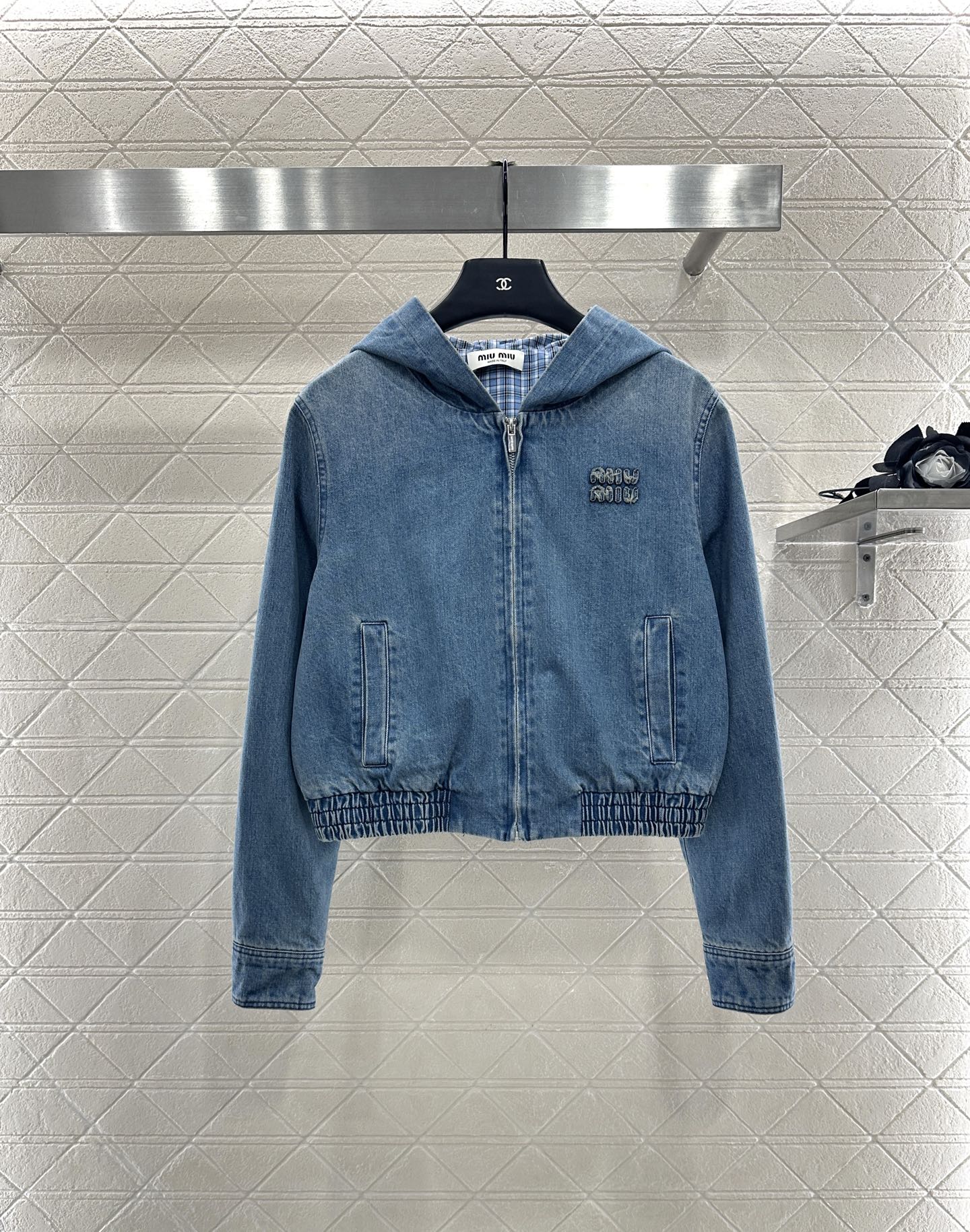 25fw new hooded plaid denim jacket
