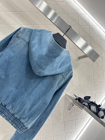 25fw new hooded plaid denim jacket