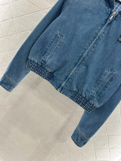 25fw new hooded plaid denim jacket