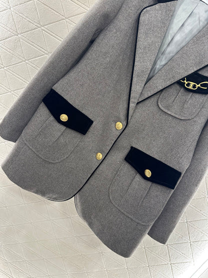 25fw new patchwork velvet suit jacket