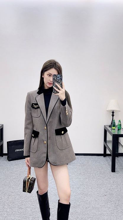 25fw new patchwork velvet suit jacket