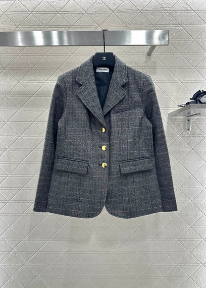 25fw new lapel plaid suit jacket