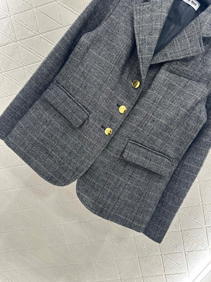 25fw new lapel plaid suit jacket