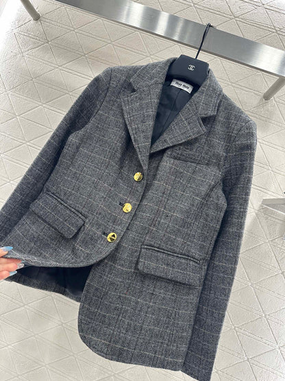 25fw new lapel plaid suit jacket