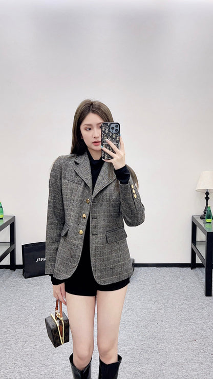 25fw new lapel plaid suit jacket
