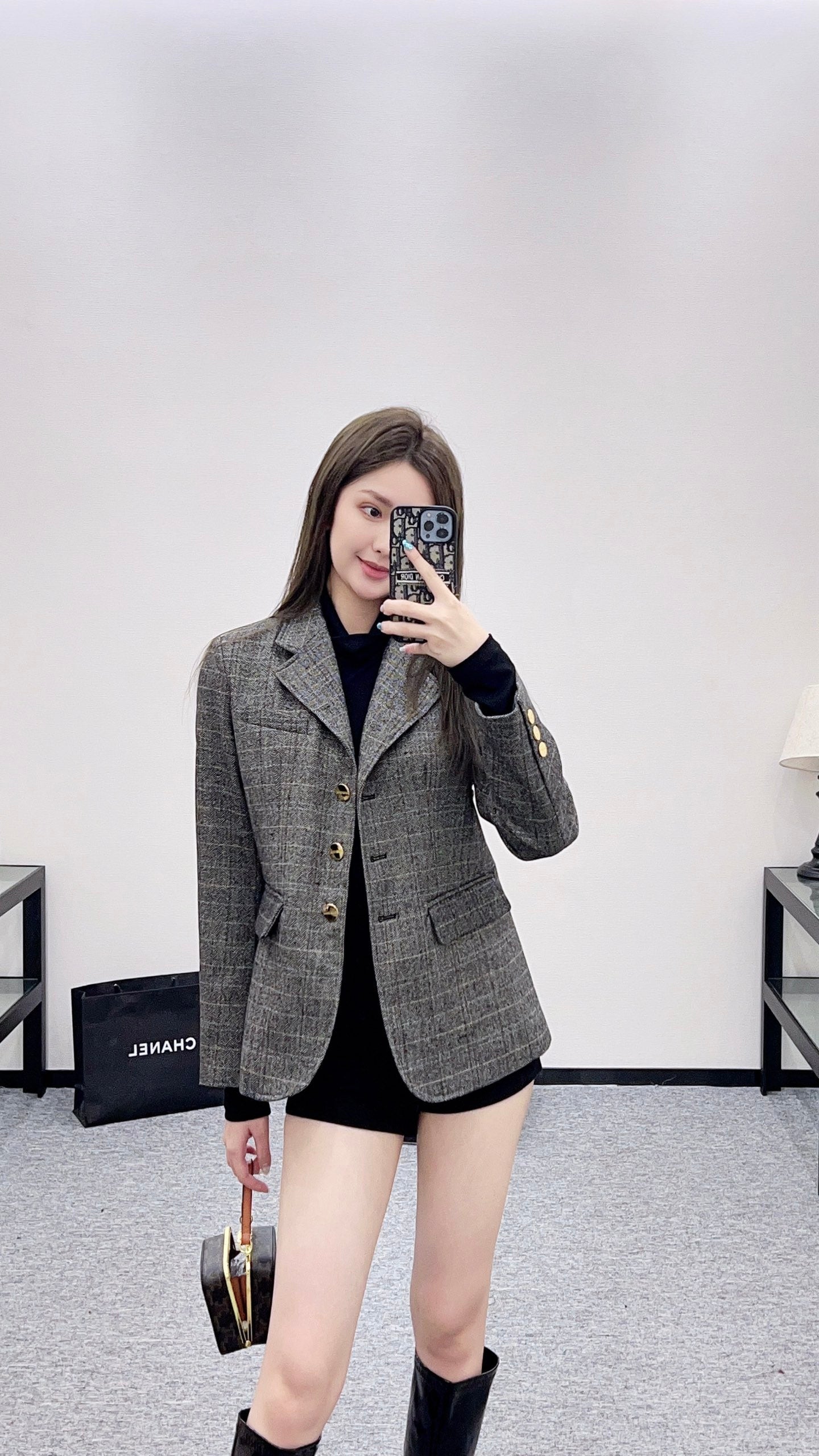 25fw new lapel plaid suit jacket