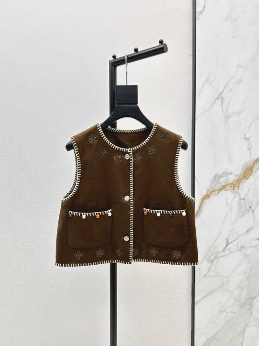 25fw new retro imitation suede vest