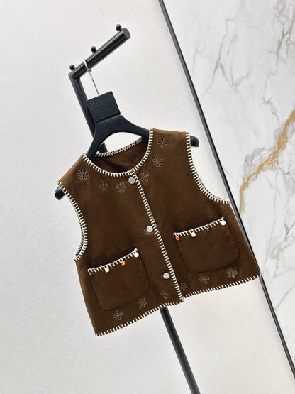 25fw new retro imitation suede vest