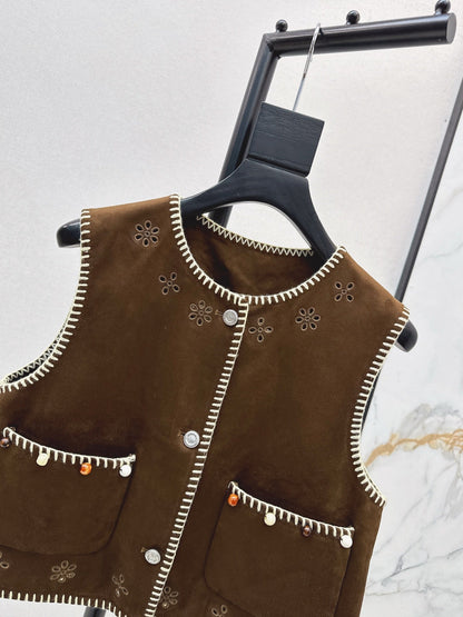 25fw new retro imitation suede vest