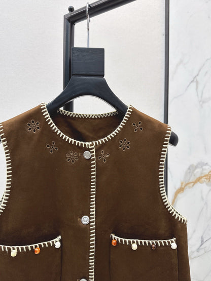 25fw new retro imitation suede vest