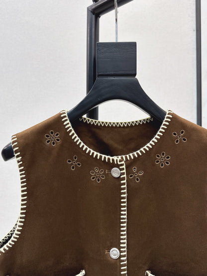 25fw new retro imitation suede vest