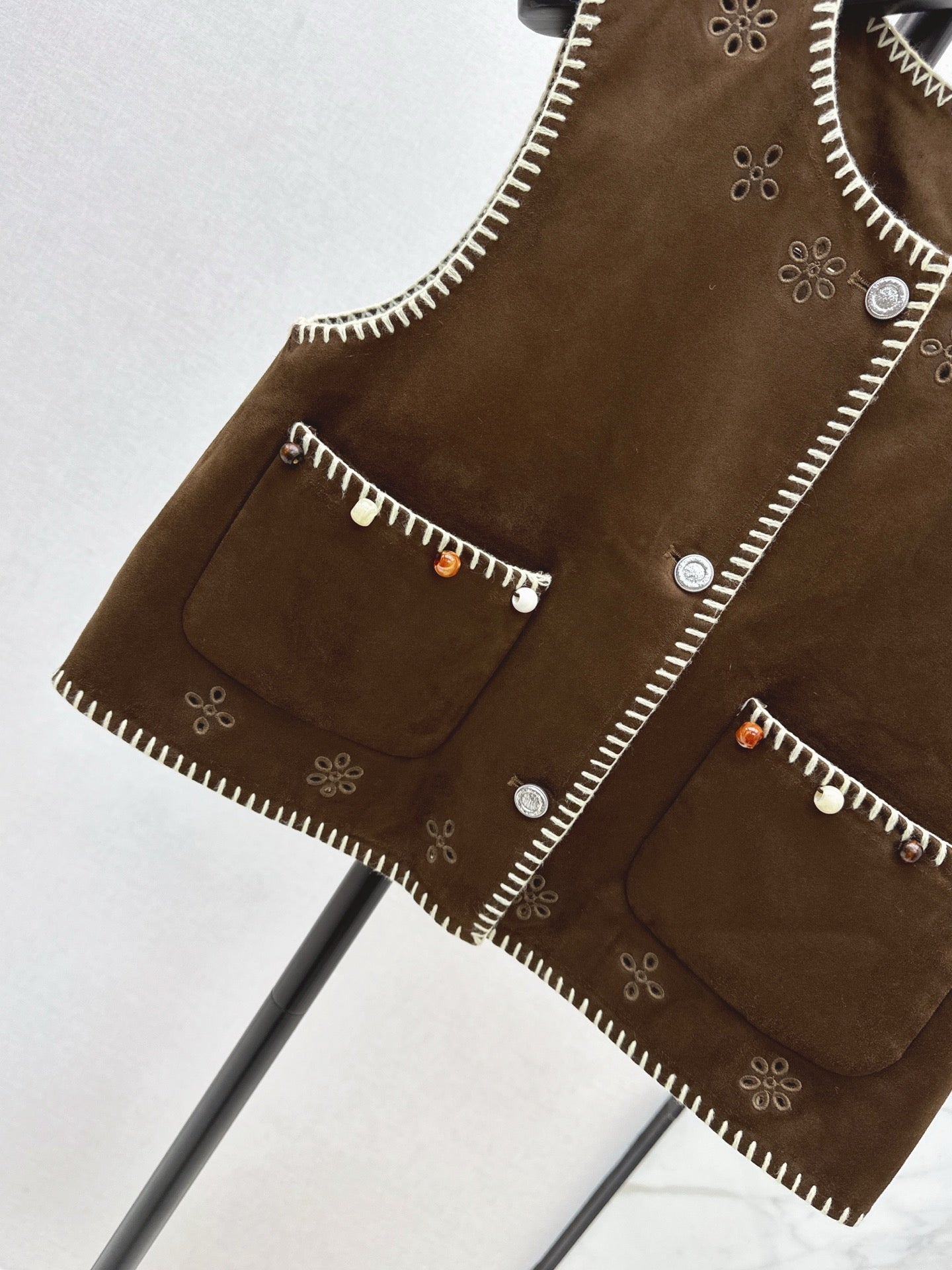 25fw new retro imitation suede vest