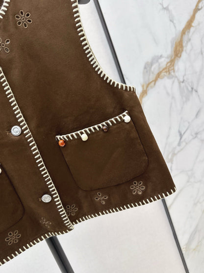 25fw new retro imitation suede vest