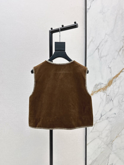 25fw new retro imitation suede vest