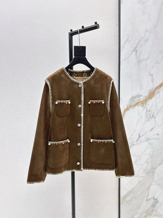 25fw new retro imitation suede jacket