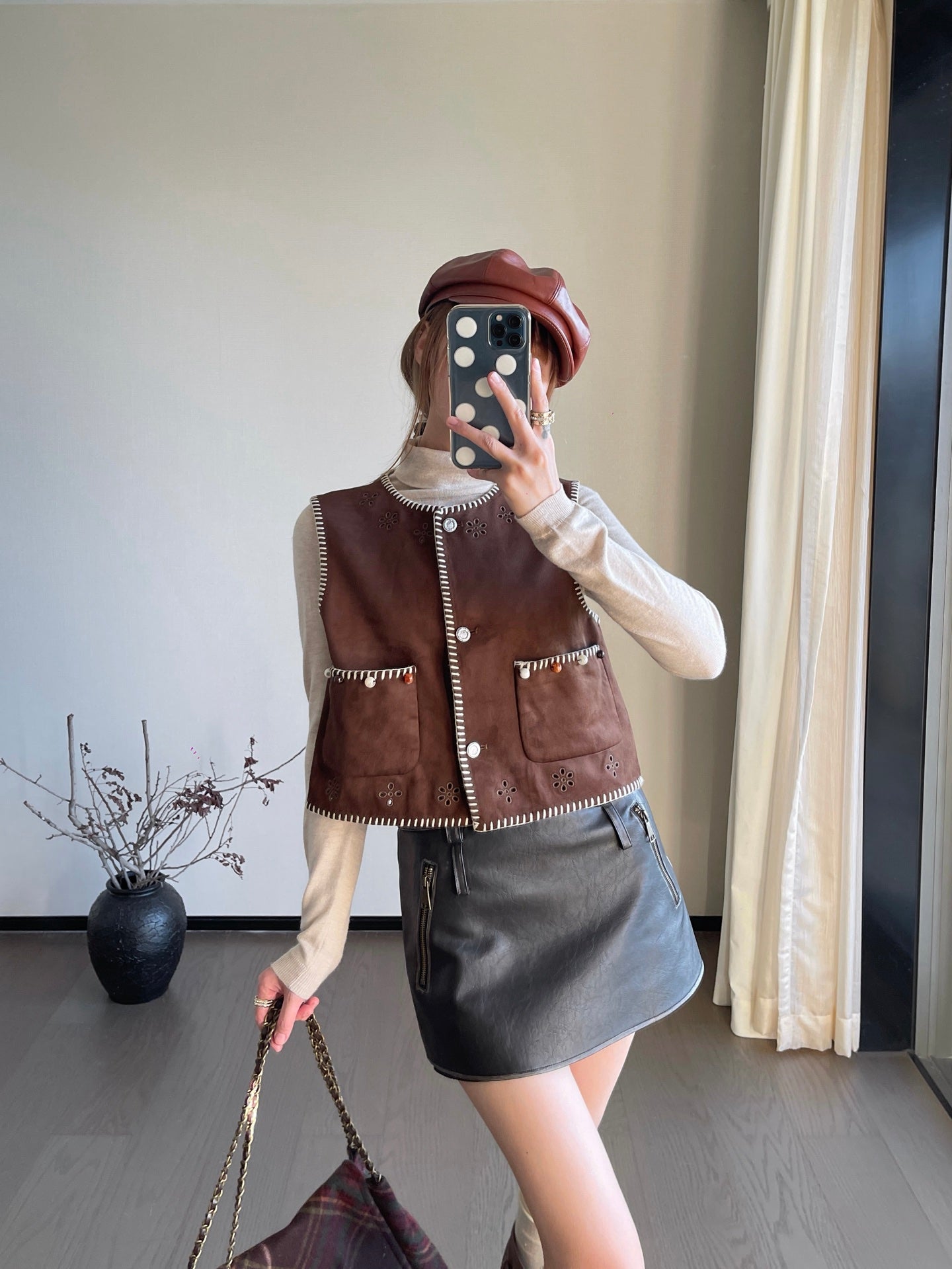 25fw new retro imitation suede vest