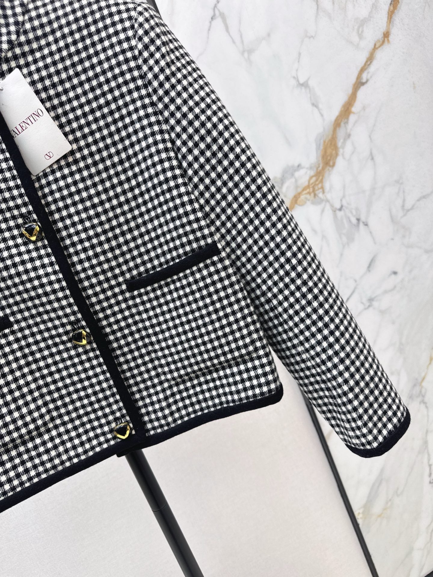 25fw new contrast color stand collar plaid jacket