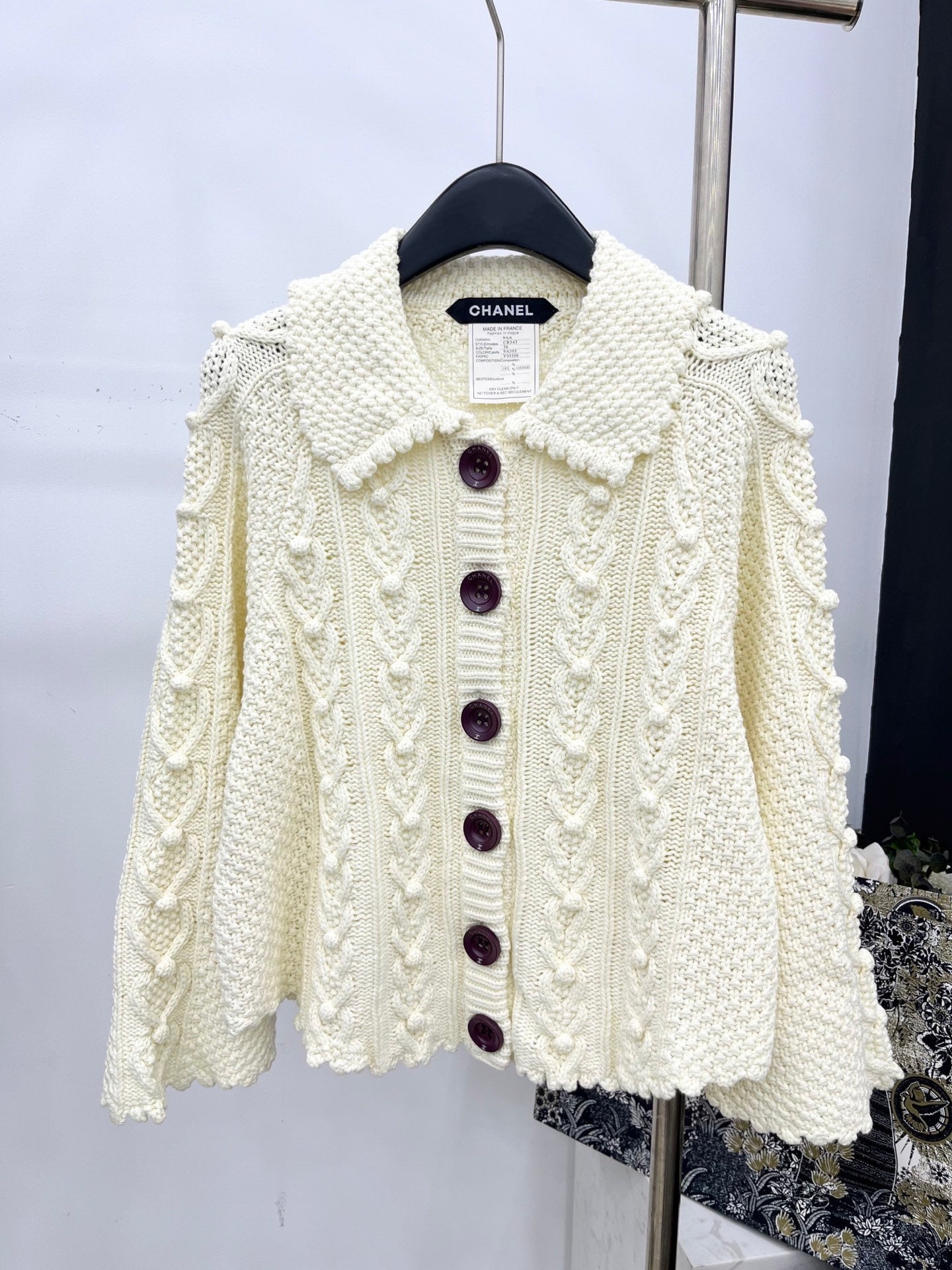 25 Heavy industry crochet lapel cashmere cardigan
