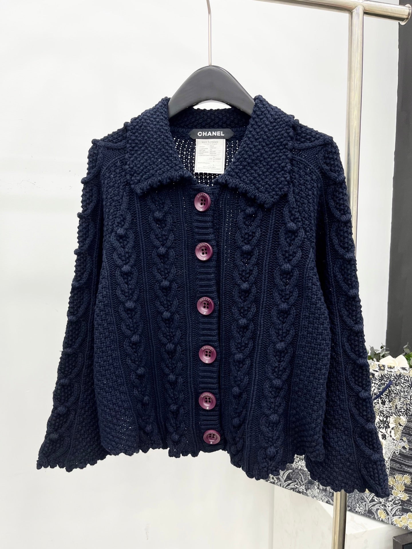 25 Heavy industry crochet lapel cashmere cardigan