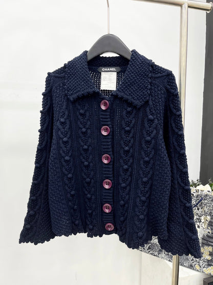25 Heavy industry crochet lapel cashmere cardigan