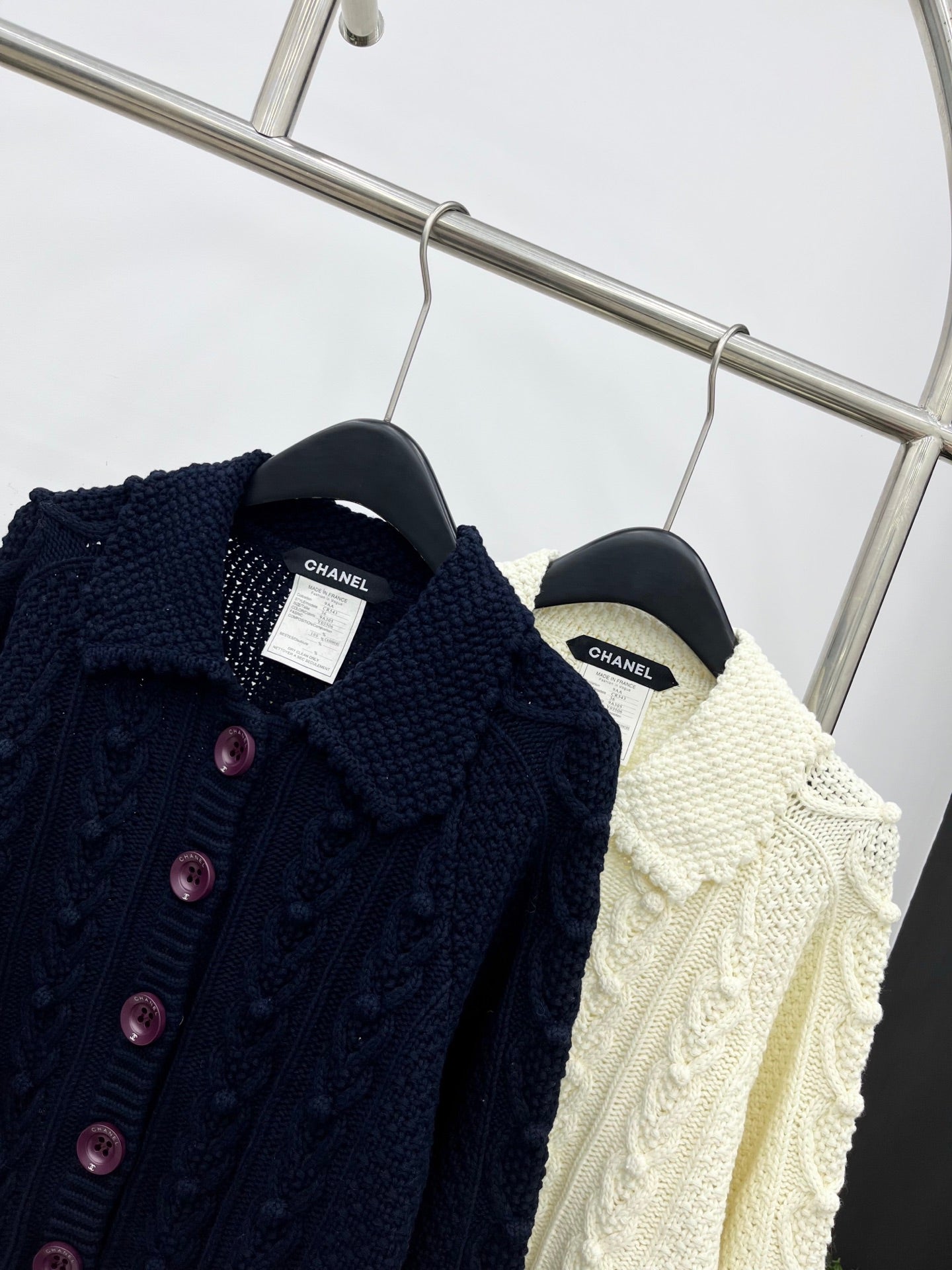 25 Heavy industry crochet lapel cashmere cardigan