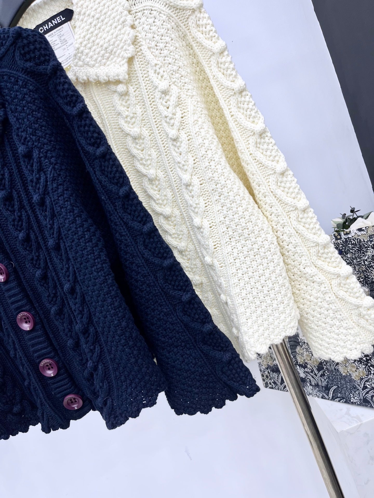 25 Heavy industry crochet lapel cashmere cardigan