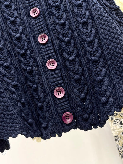 25 Heavy industry crochet lapel cashmere cardigan