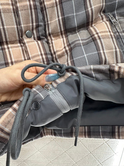 25 Standing collar plaid down vest