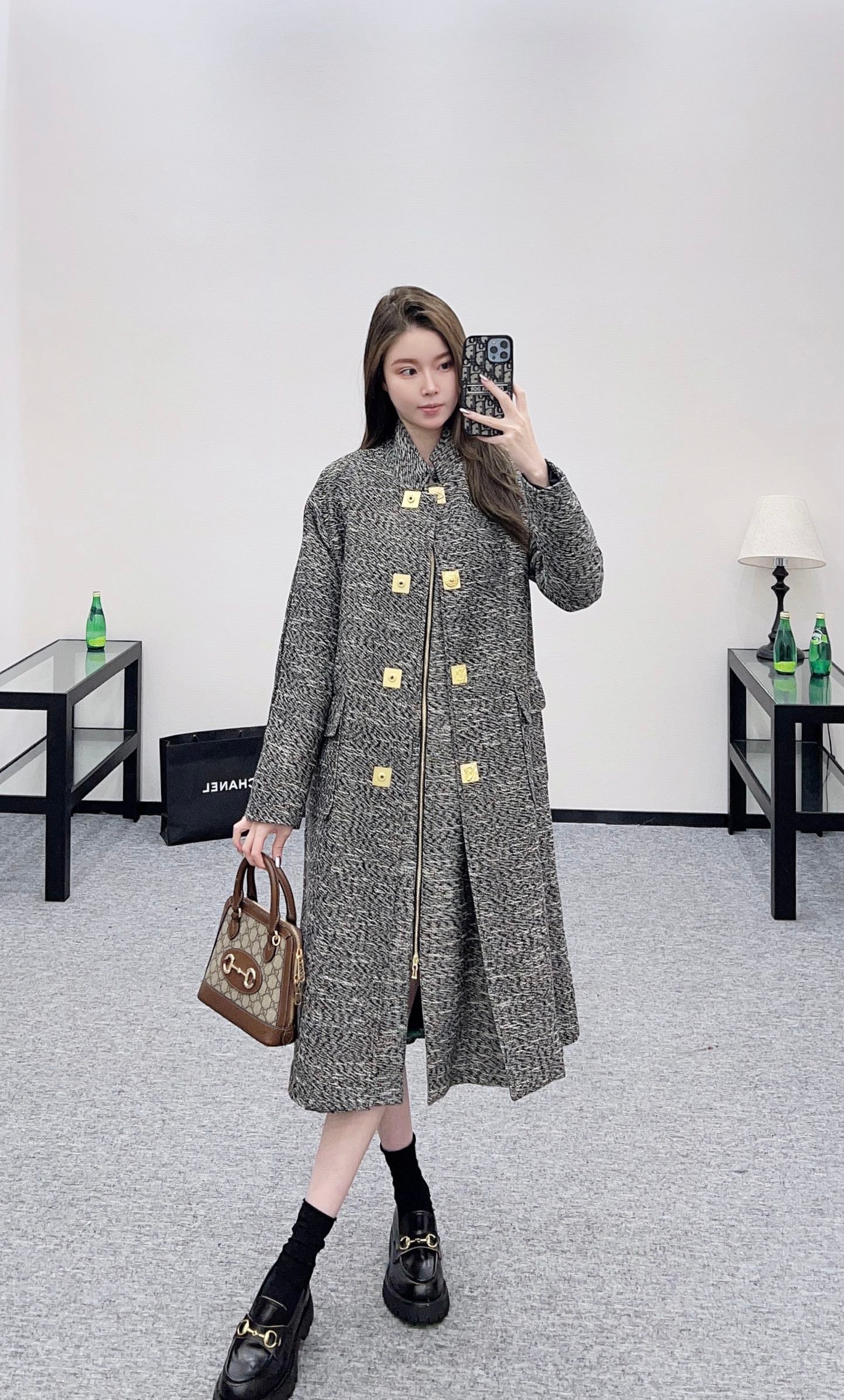 25 Collar cocoon shaped long coat