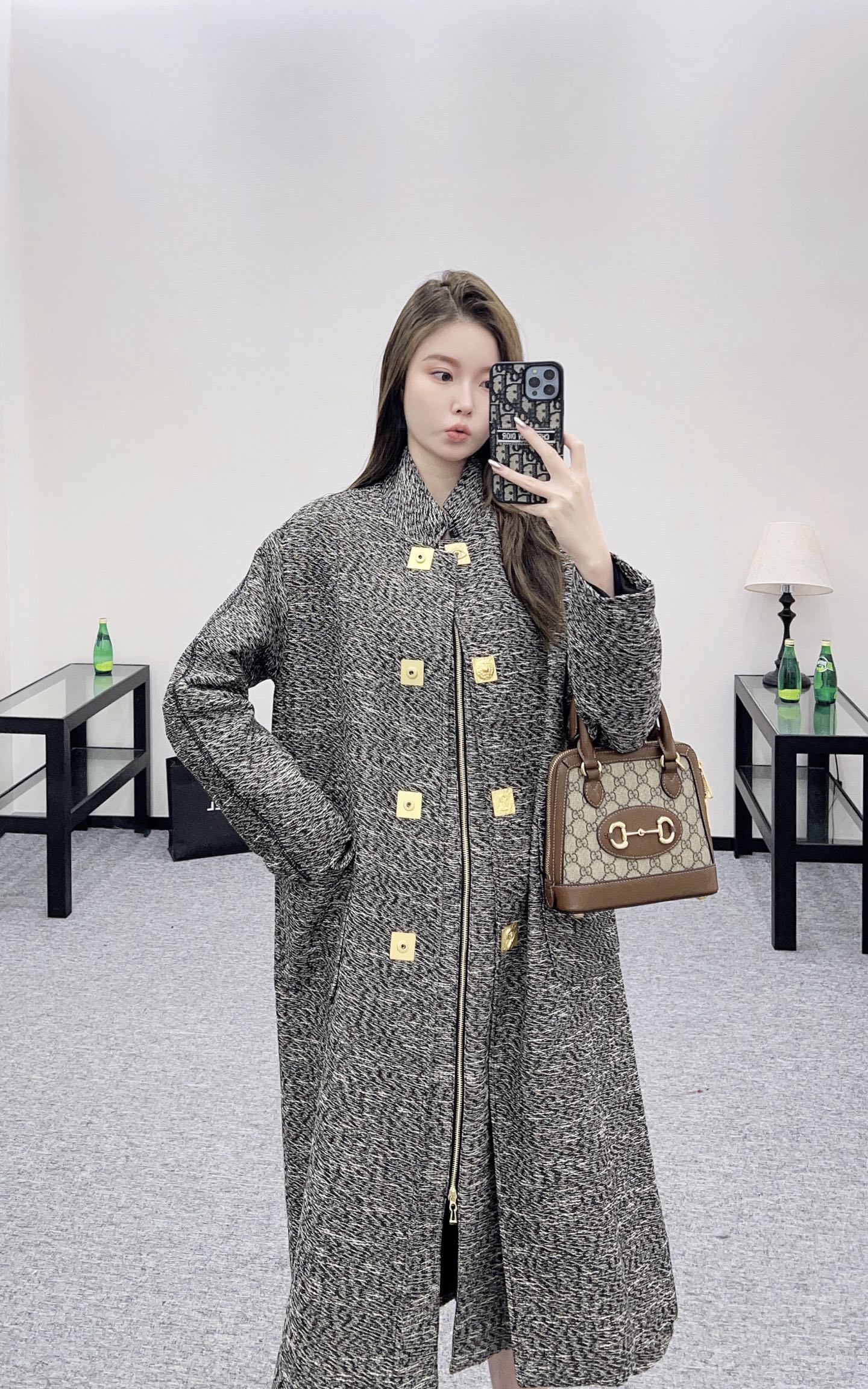 25 Collar cocoon shaped long coat